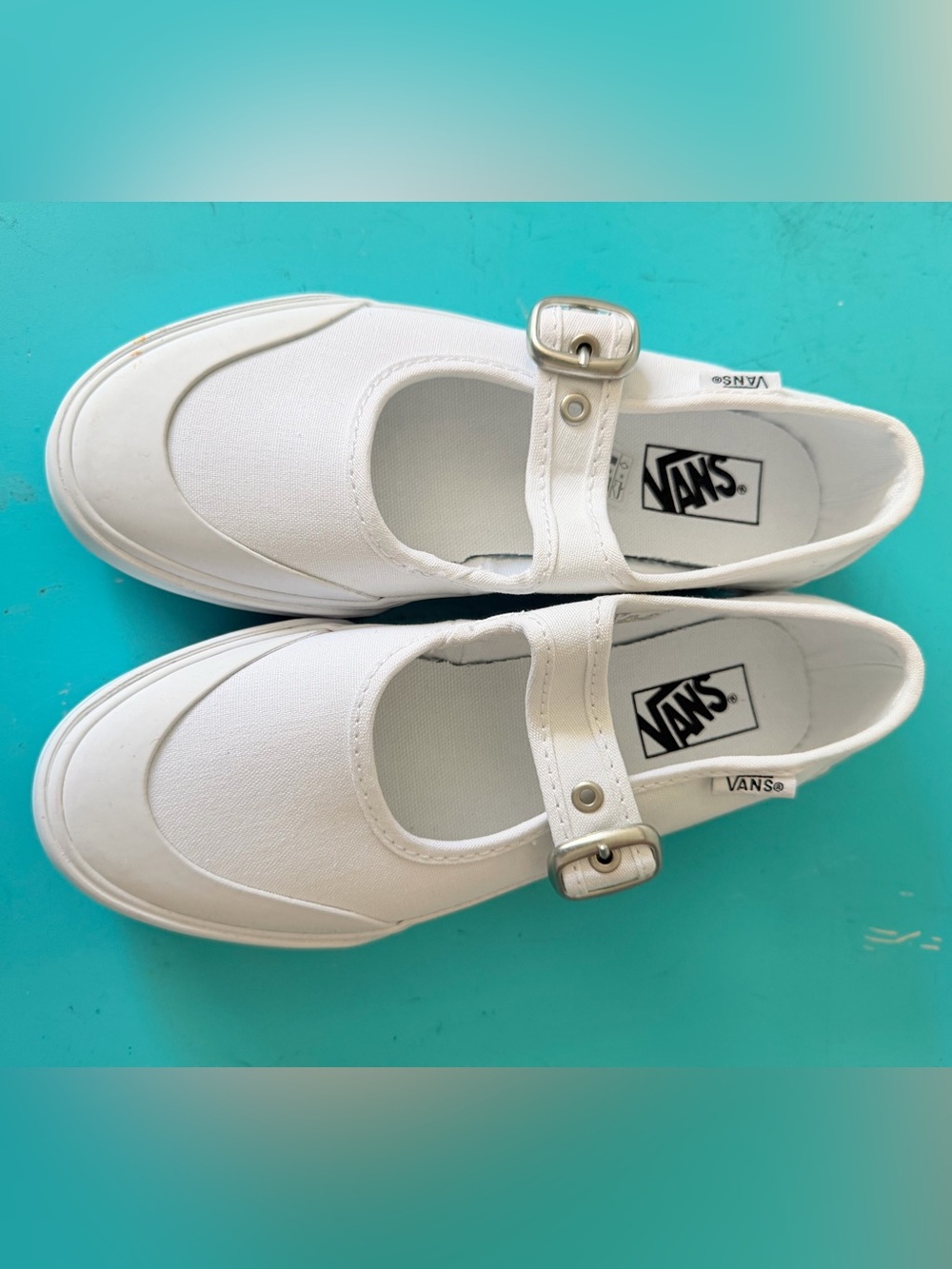 Vans Kids White Mary Jane Canvas Buckle Sneakers